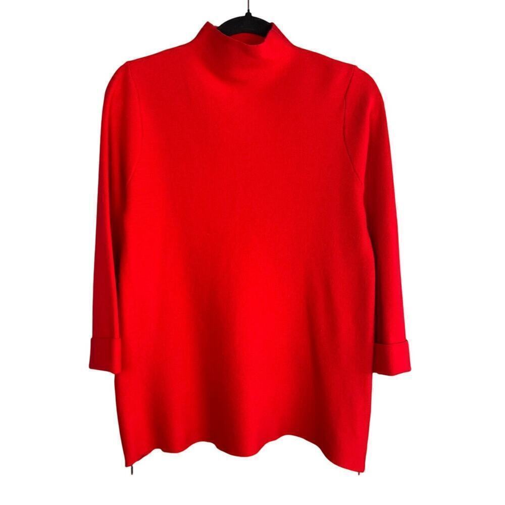 Tahari Red Turtle Neck 3/4 Sleeve Sweater Size M
